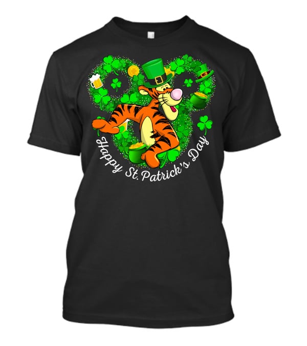 Tigger Happy St. Patrick's Day Shamrock Hat Coin Basket T-Shirt