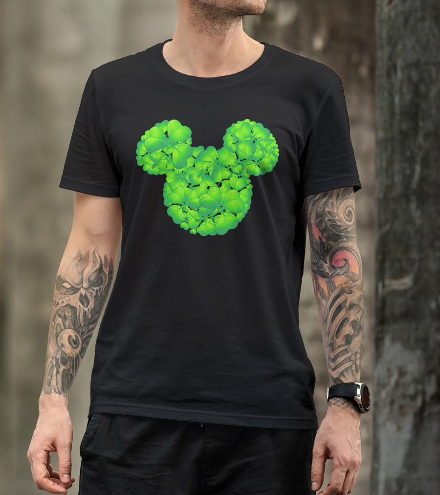 Mickey Shamrocks Green Clover Minnie Ears St. Patrick's Day T-Shirt