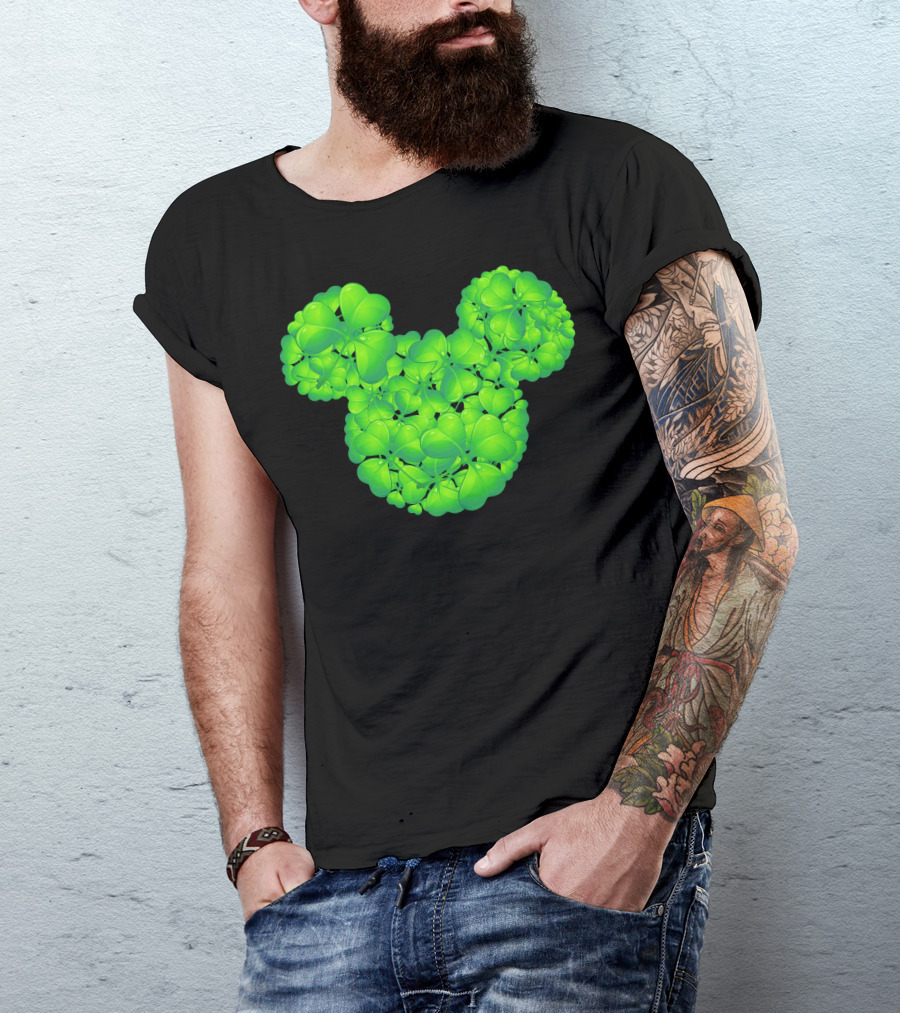 Mickey Shamrocks Green Clover Minnie Ears St. Patrick's Day T-Shirt