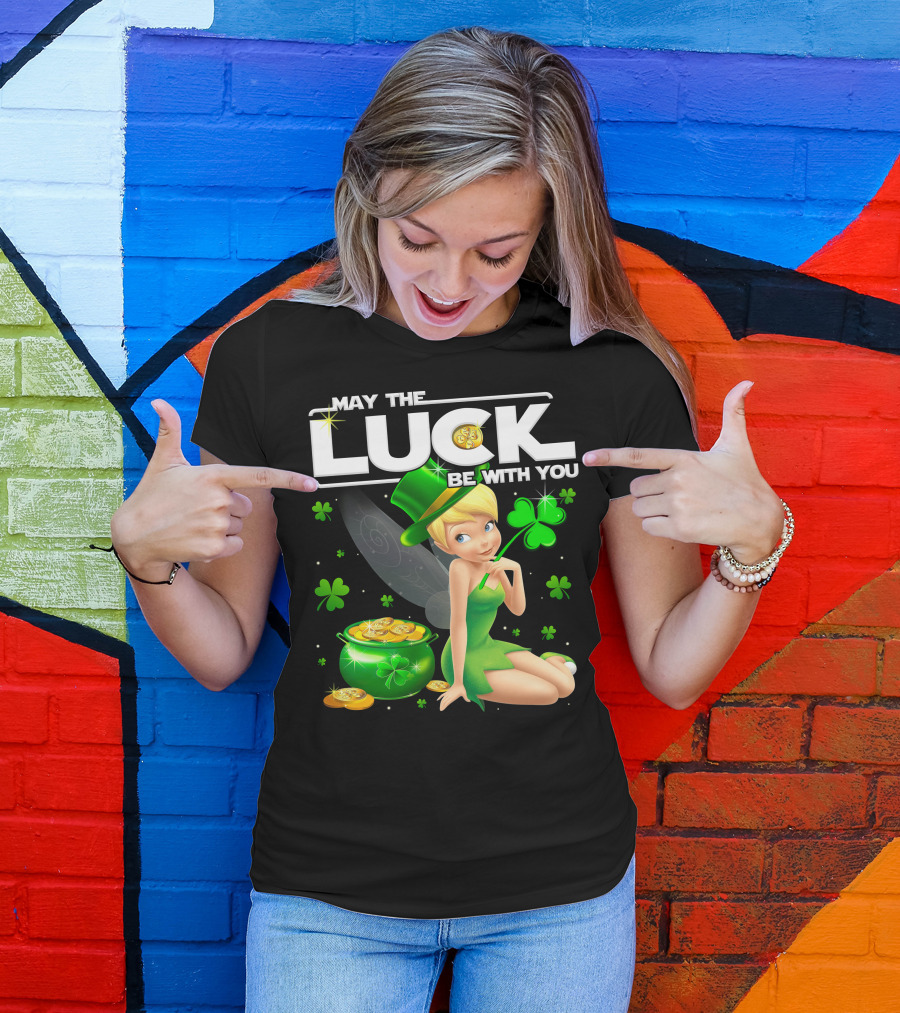 Tinkerbell May The Luck Be With You Shamrock And Pot Of Gold T-Shirt