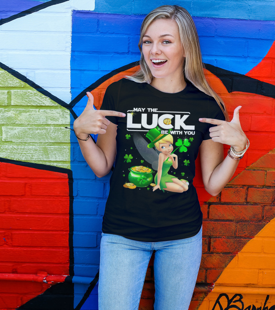 Tinkerbell May The Luck Be With You Shamrock And Pot Of Gold T-Shirt