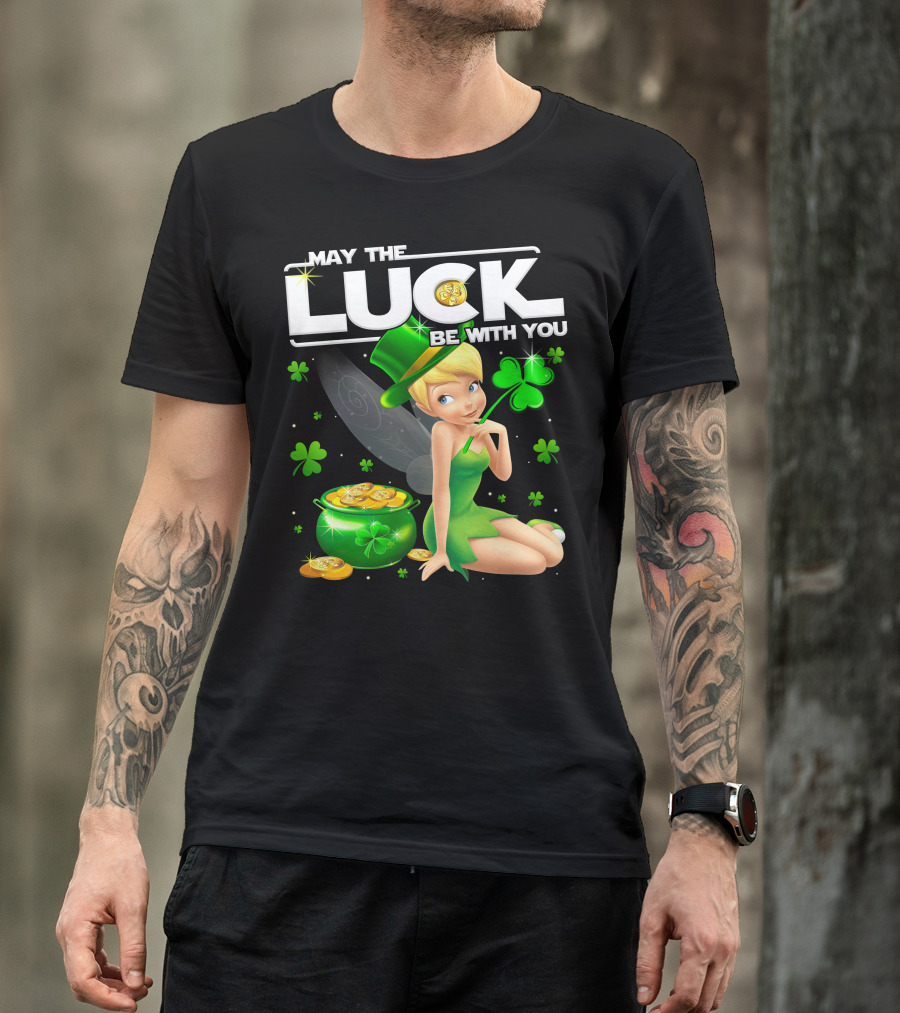 Tinkerbell May The Luck Be With You Shamrock And Pot Of Gold T-Shirt
