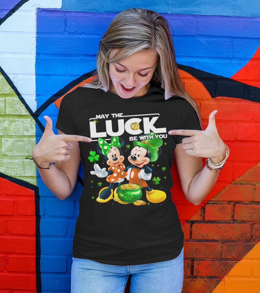 May The Luck Be With You Mickey And Minnie St. Patrick's Theme T-Shirt