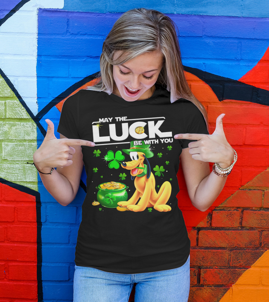 May The Luck Be With You Pluto Shamrock Coins Green Hat T-Shirt