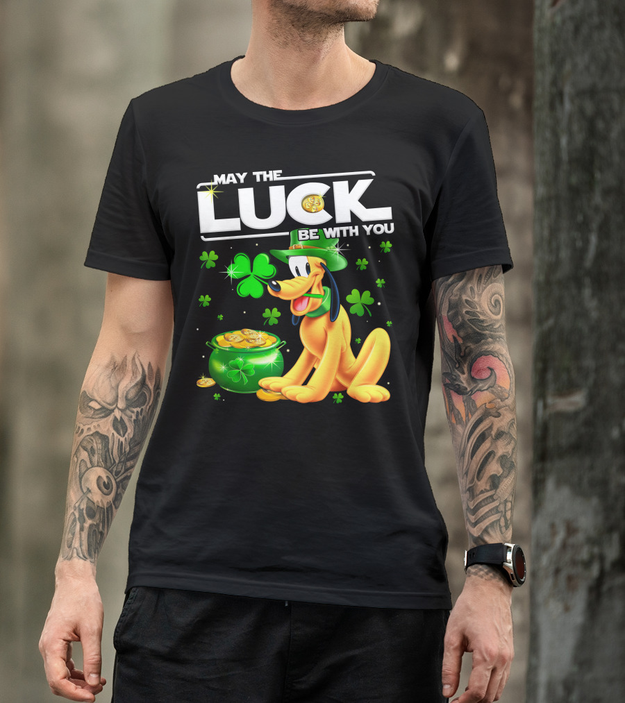 May The Luck Be With You Pluto Shamrock Coins Green Hat T-Shirt