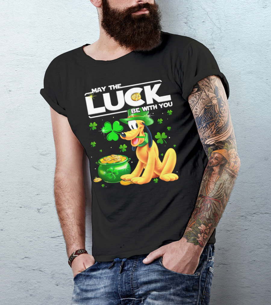May The Luck Be With You Pluto Shamrock Coins Green Hat T-Shirt