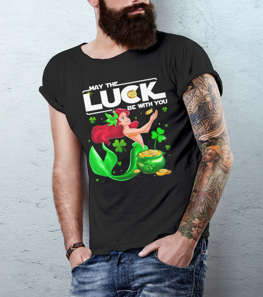 Ariel May The Luck Be With You Mermaid Shamrock Coins T-Shirt
