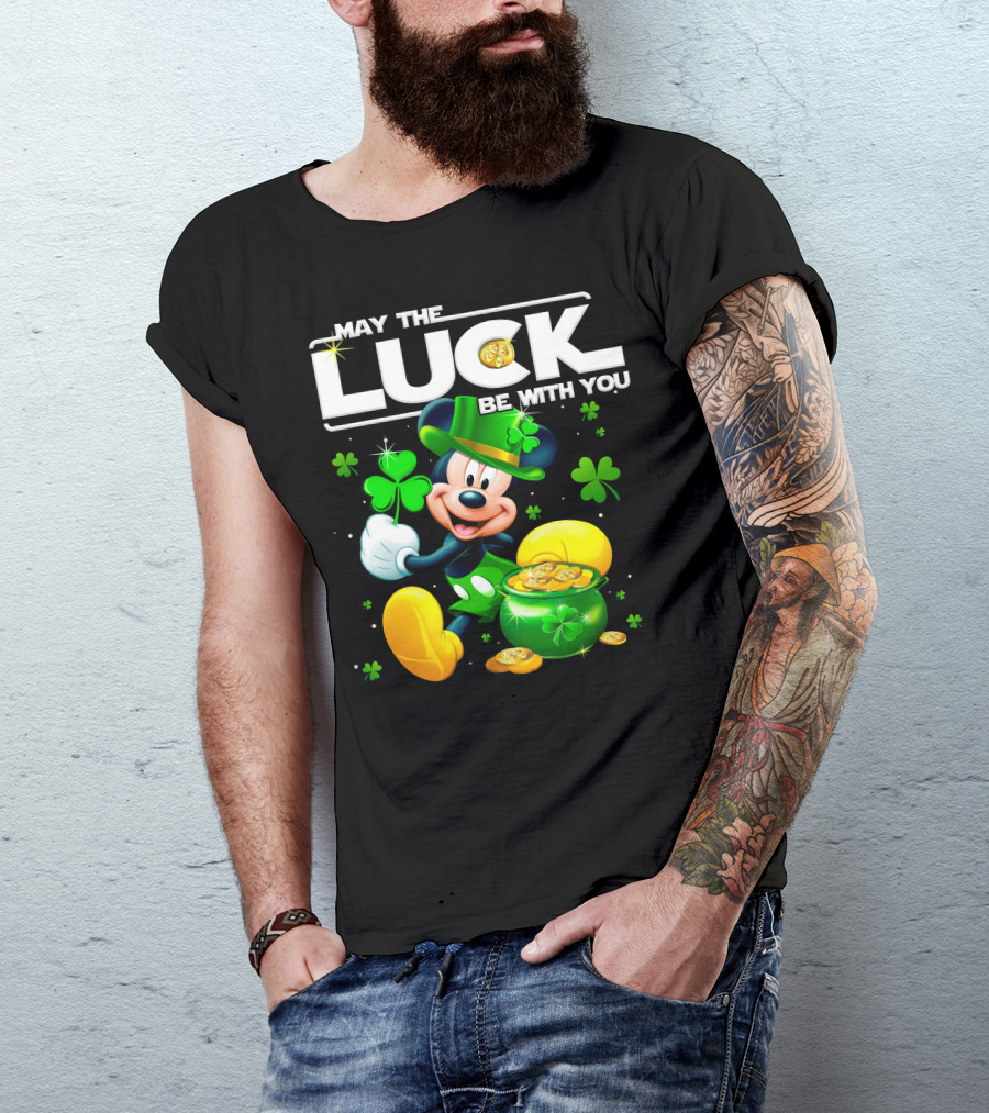 Mickey Mouse May The Luck Be With You Shamrock Coins T-Shirt