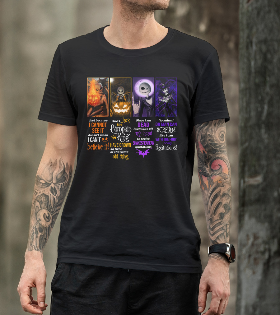 Jack Skellington The Pumpkin King Reciting Shakespearean Quotations T-Shirt