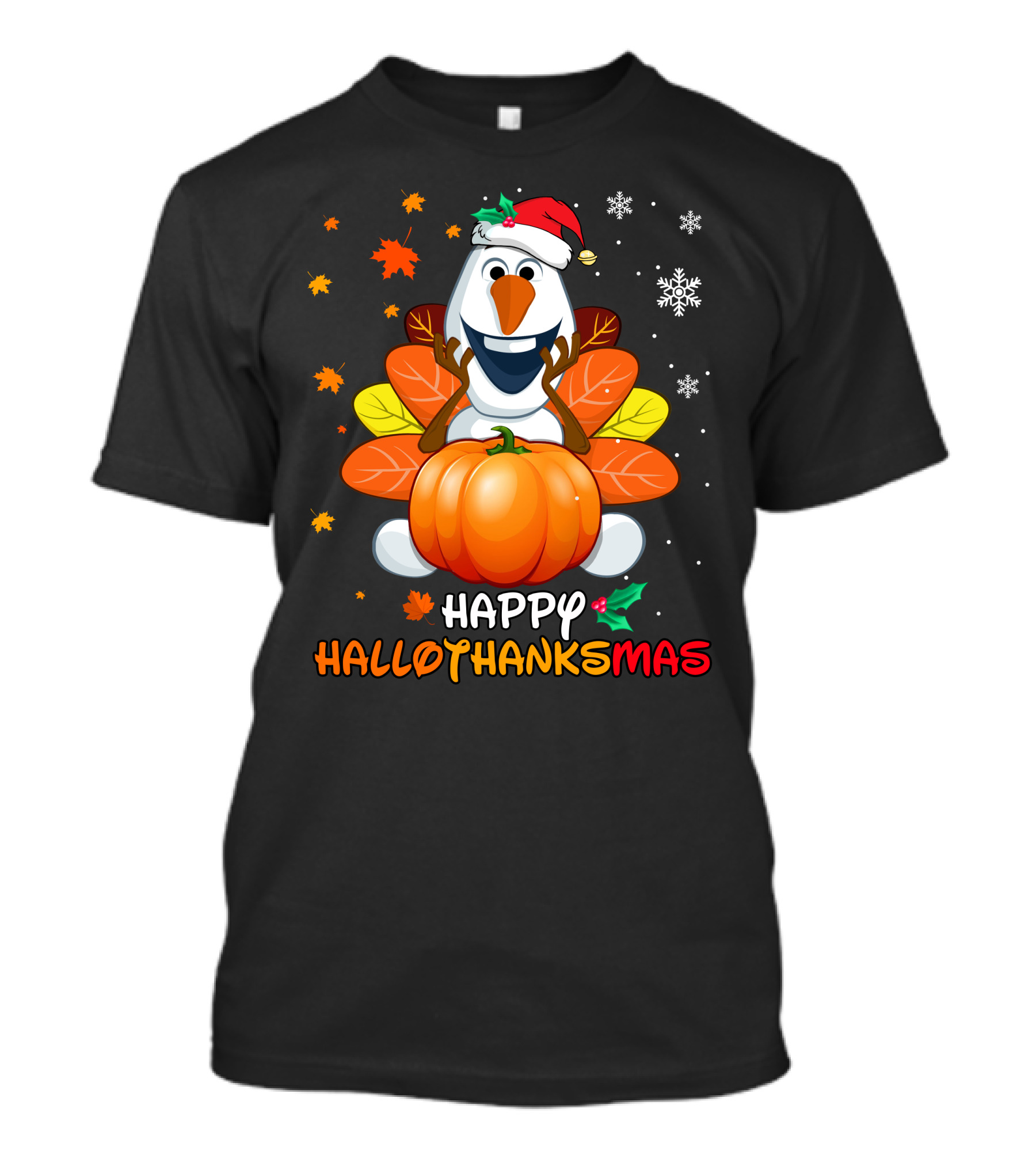 Happy Hallothanksmas Snowman Pumpkin Celebration T-Shirt