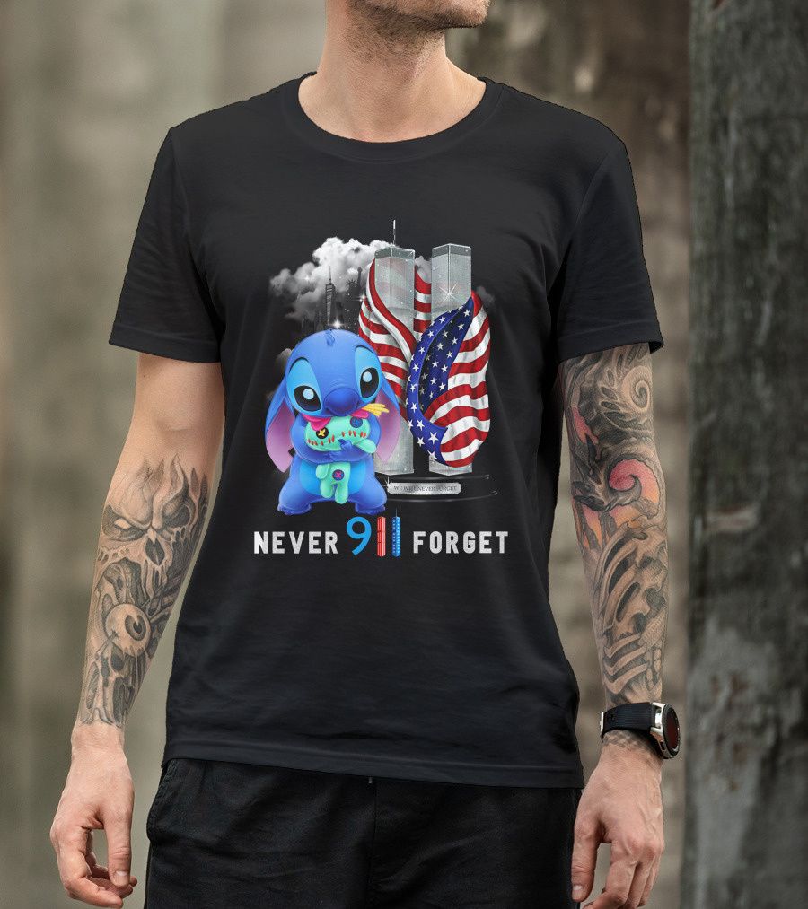 Never Forget Stitch 9/11 Tribute T-Shirt