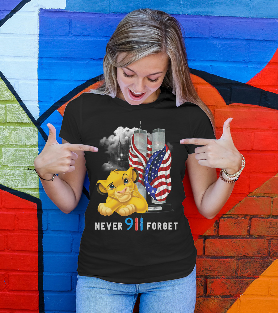 Simba-D Never 911 Forget Twin Towers American Flag T-Shirt