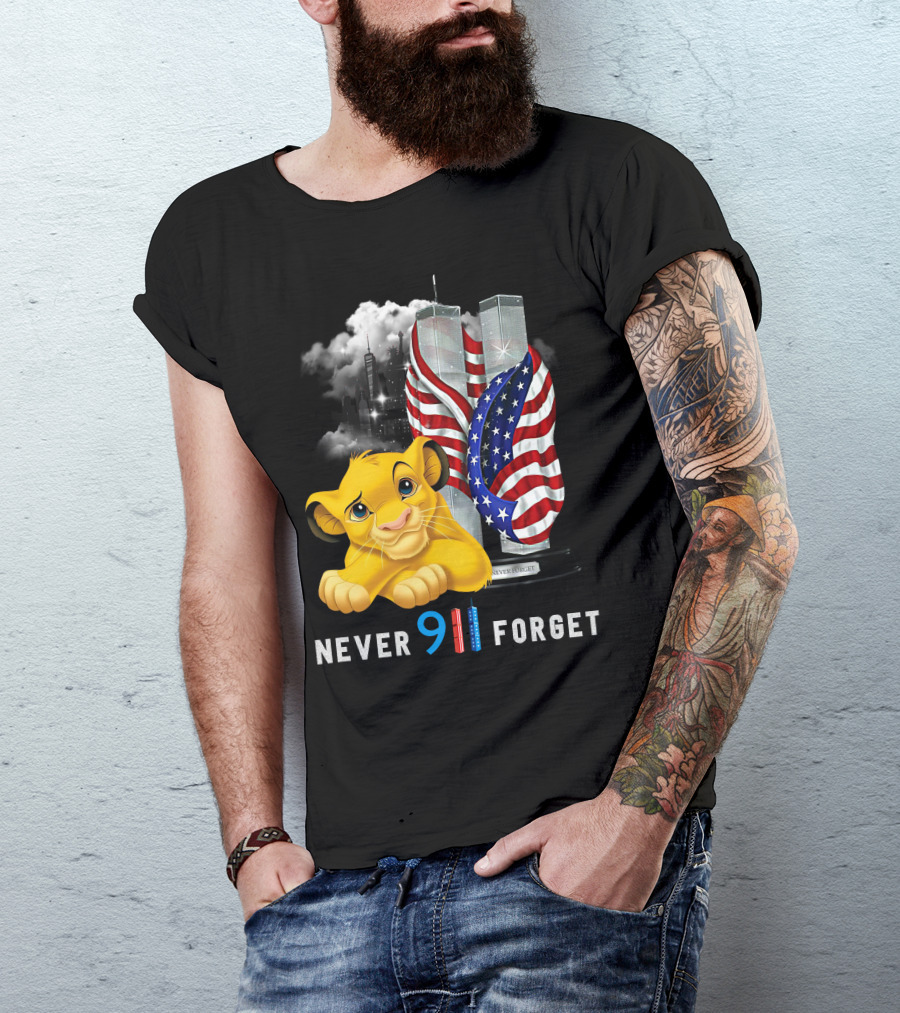 Simba-D Never 911 Forget Twin Towers American Flag T-Shirt