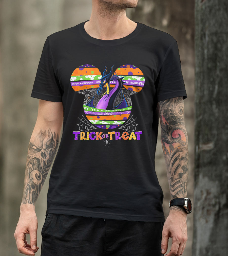 Happy Halloween Trick Or Treat Dragon Mickey Mouse Ears T-Shirt