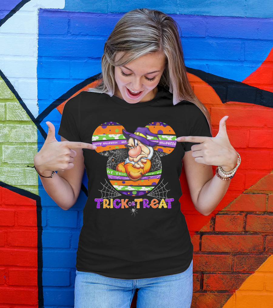 Grumpy-D Happy Halloween Trick Or Treat Mickey Ears Halloween Hat Theme T-Shirt