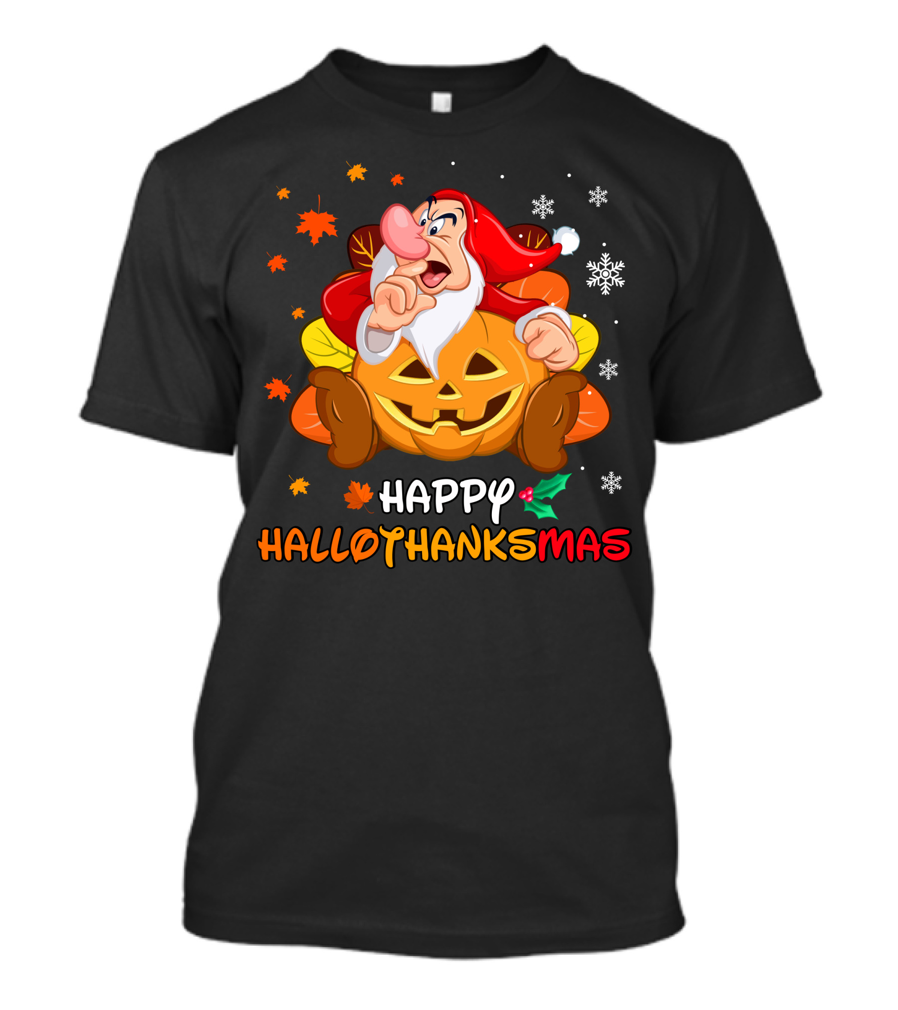 Happy Hallothanksmas Grumpy Christmas Halloween Thanksgiving T-Shirt