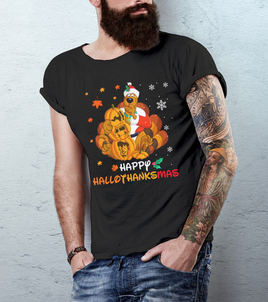 Happy Hallothanksmas Scooby-Doo Pumpkin Santa Hat T-Shirt