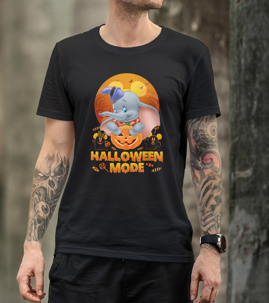 Dumbo Halloween Mode Pumpkin Ghosts Candy Bats Cartoon Magic T-Shirt