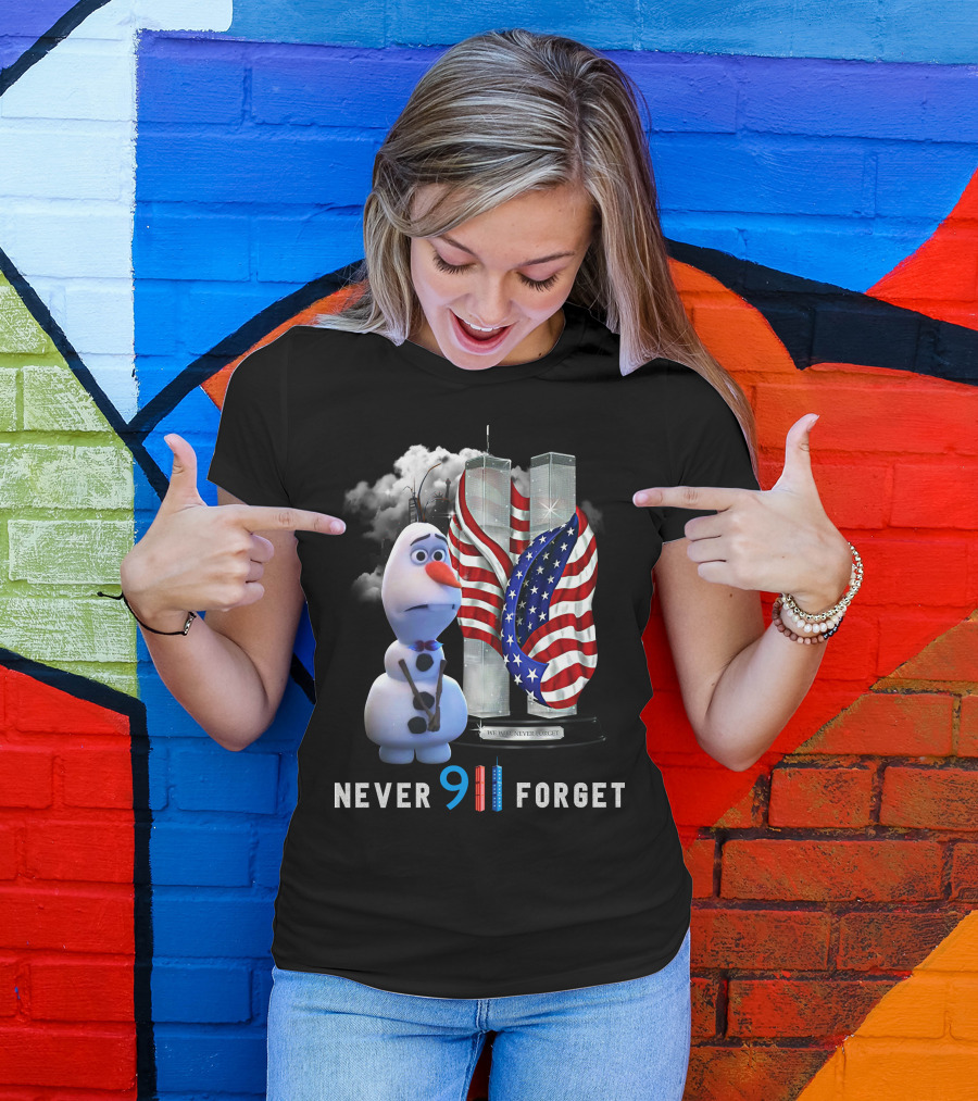 Never 911 Forget Olaf Twin Towers American Flag T-Shirt