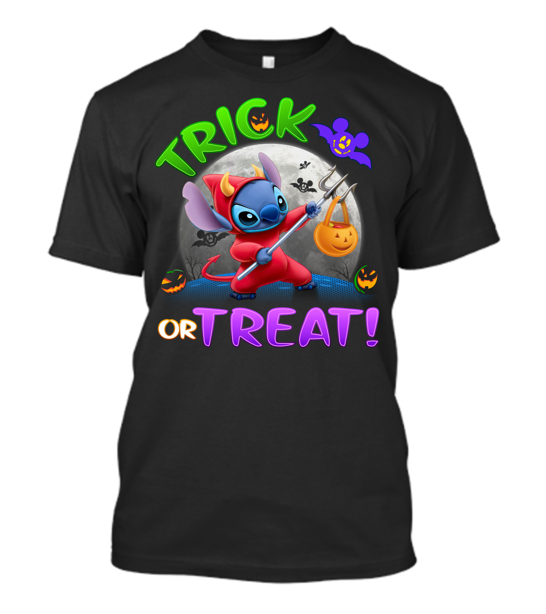 Trick Or Treat Stitch Halloween Bat Pumpkins Moon Costume T-Shirt