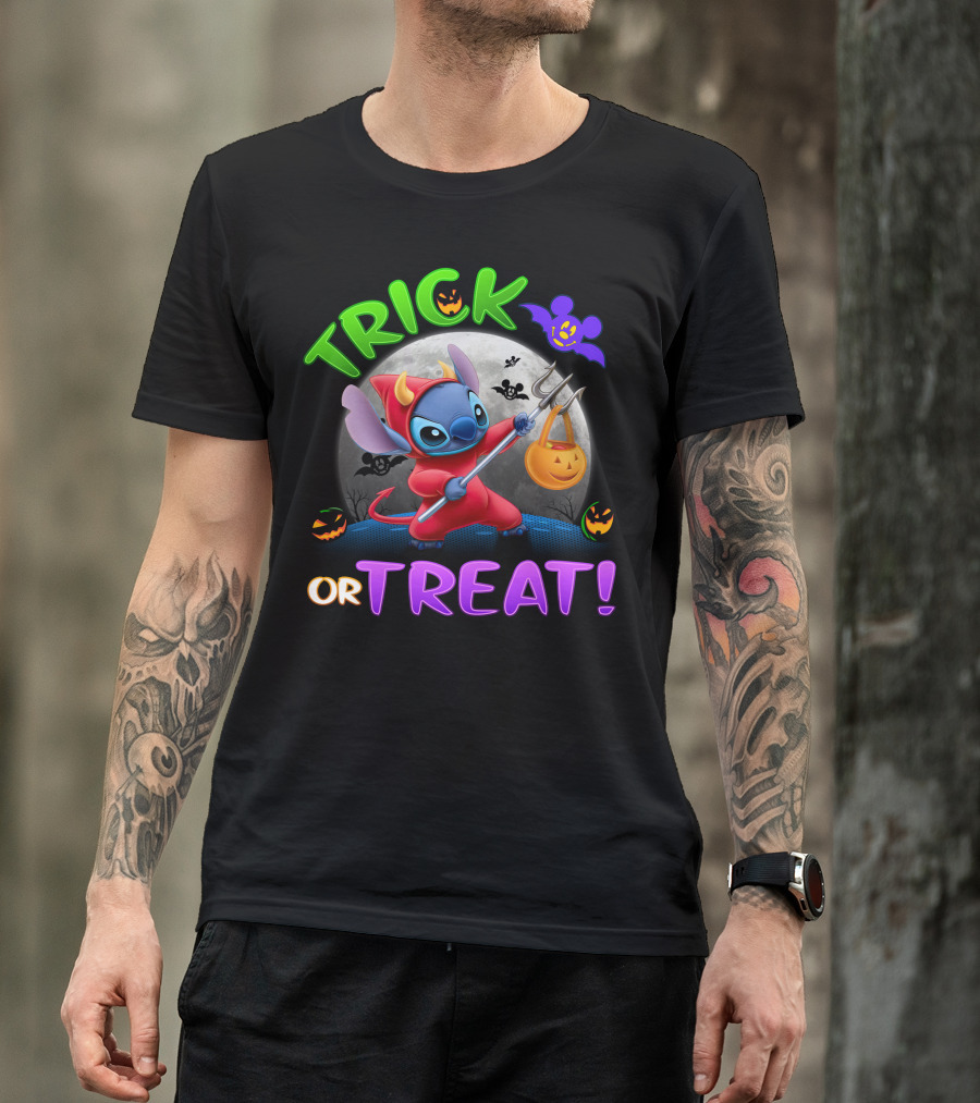 Trick Or Treat Stitch Halloween Bat Pumpkins Moon Costume T-Shirt