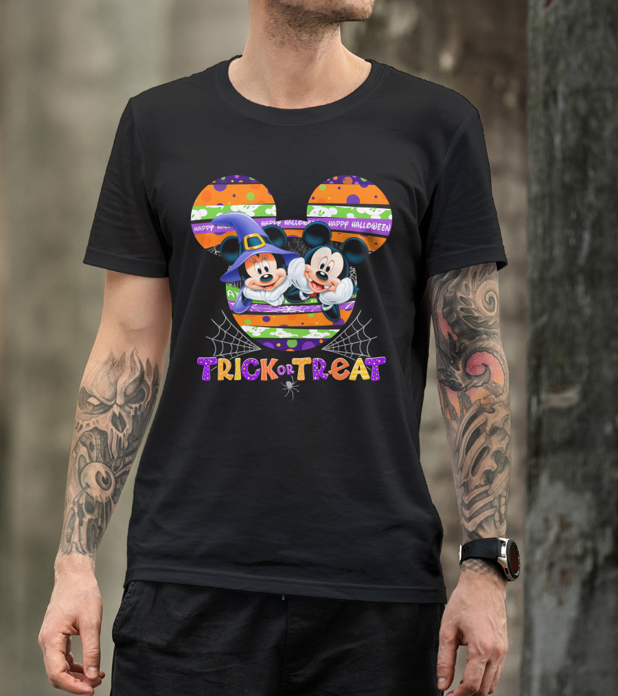 Trick Or Treat Happy Halloween Mickey And Minnie T-Shirt
