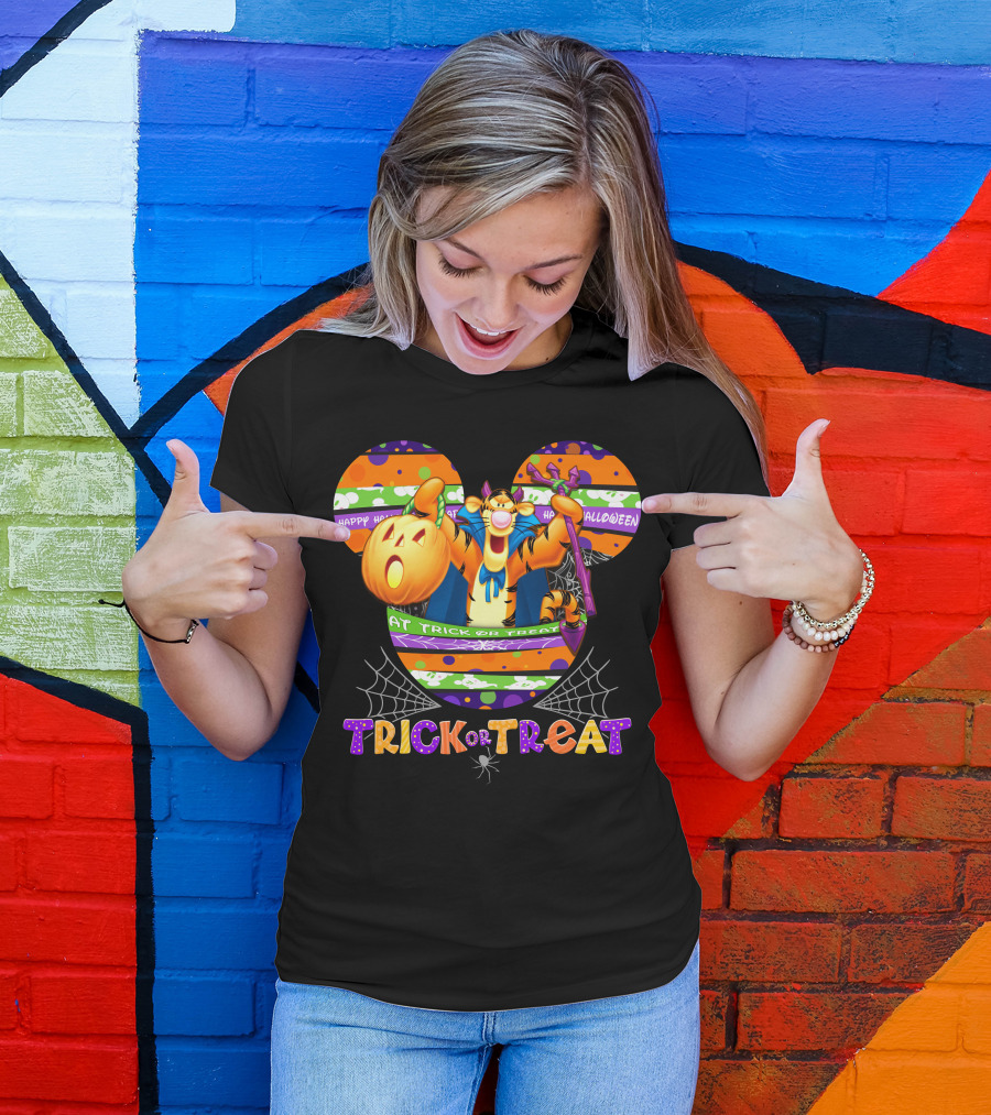 Tigger Trick Or Treat Happy Halloween Mickey Ears T-Shirt