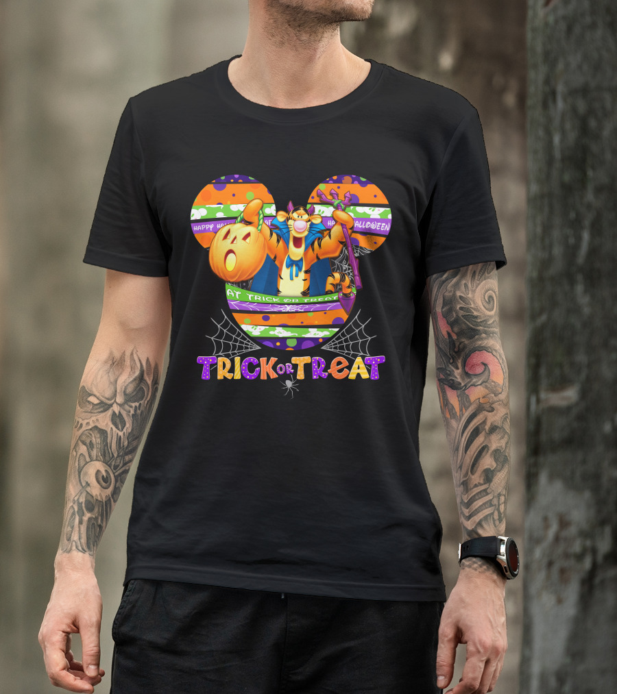 Tigger Trick Or Treat Happy Halloween Mickey Ears T-Shirt