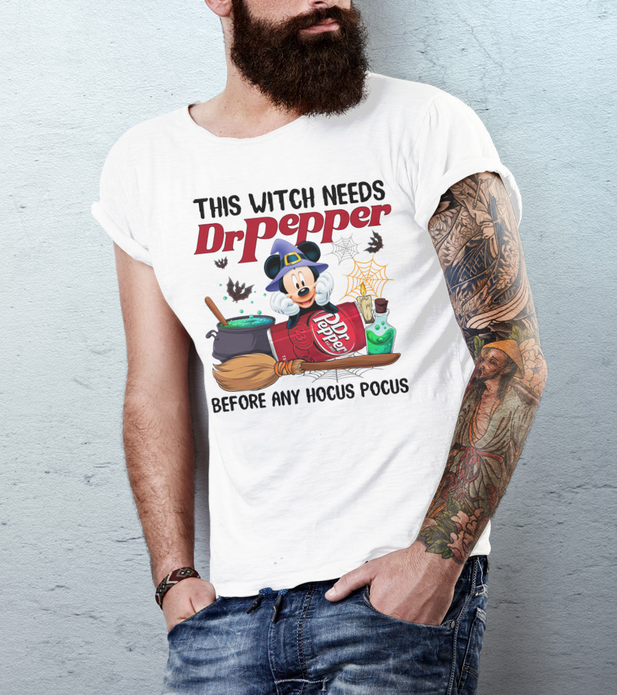 This Witch Needs Dr Pepper Mickey Mouse Hocus Pocus Magic T-Shirt