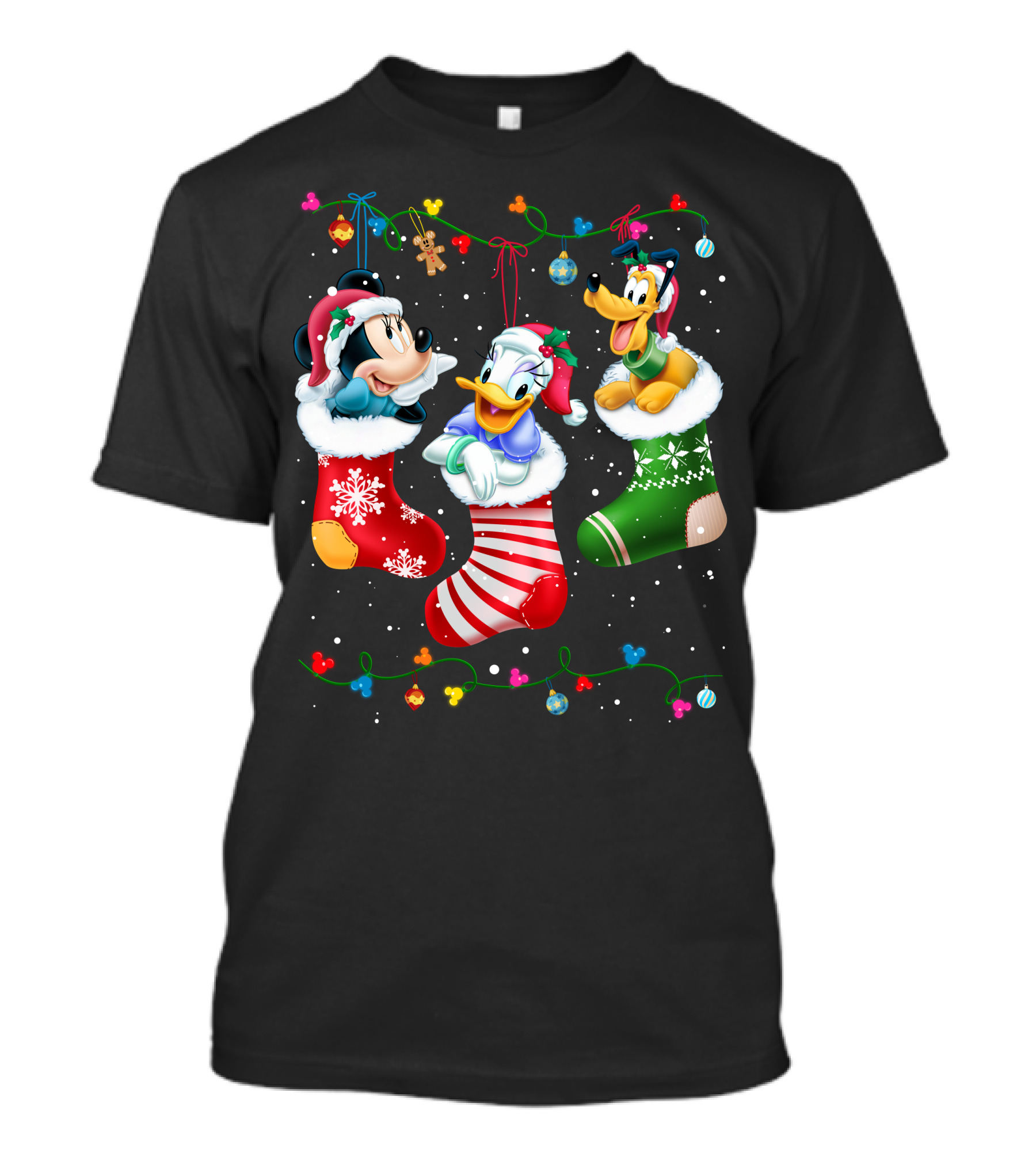 Minnie Daisy Pluto Christmas Stockings Disney Holiday T-Shirt