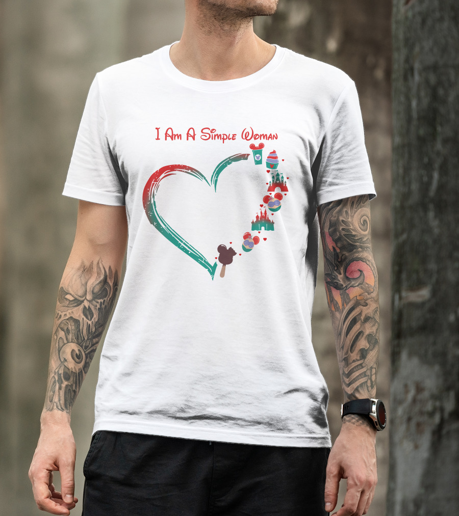 I Am A Simple Woman Ariel Castle Heart Icons T-Shirt