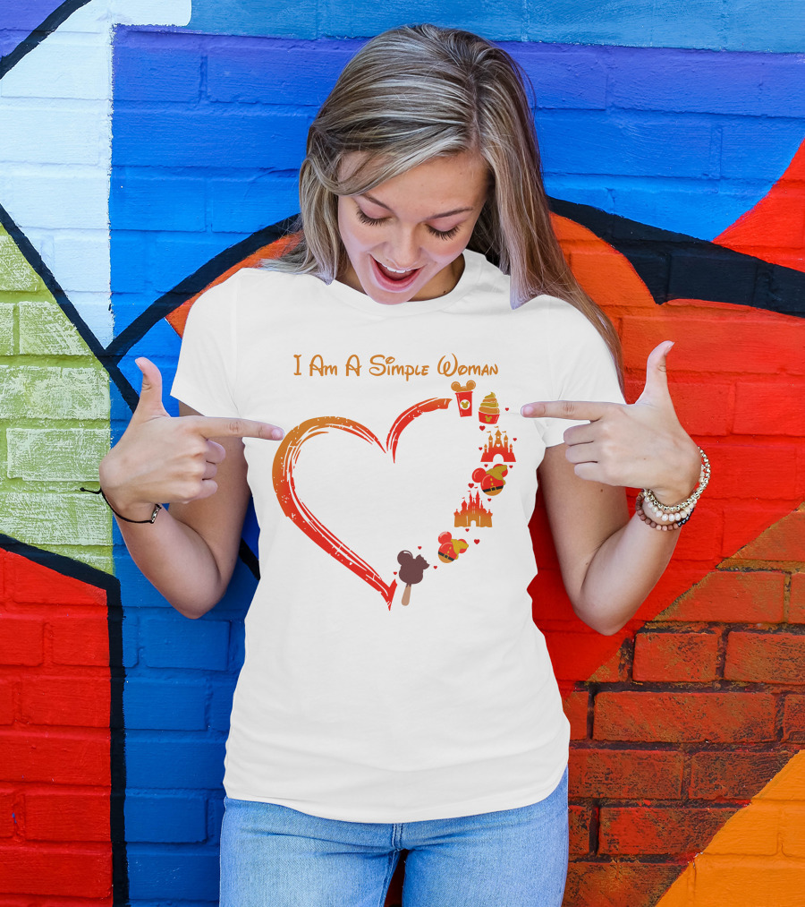 I Am A Simple Woman Heart Castle Ice Cream Disney Icons T-Shirt