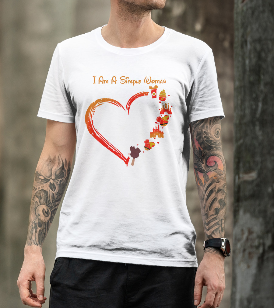 I Am A Simple Woman Heart Castle Ice Cream Disney Icons T-Shirt
