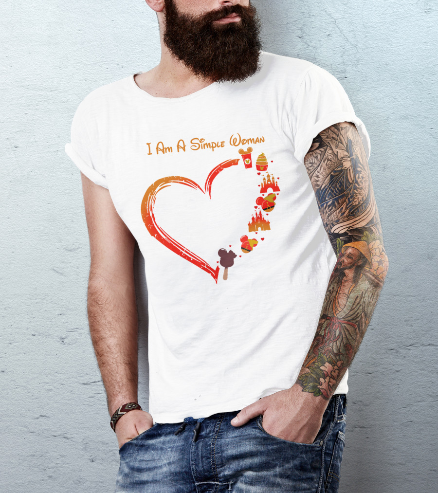 I Am A Simple Woman Heart Castle Ice Cream Disney Icons T-Shirt