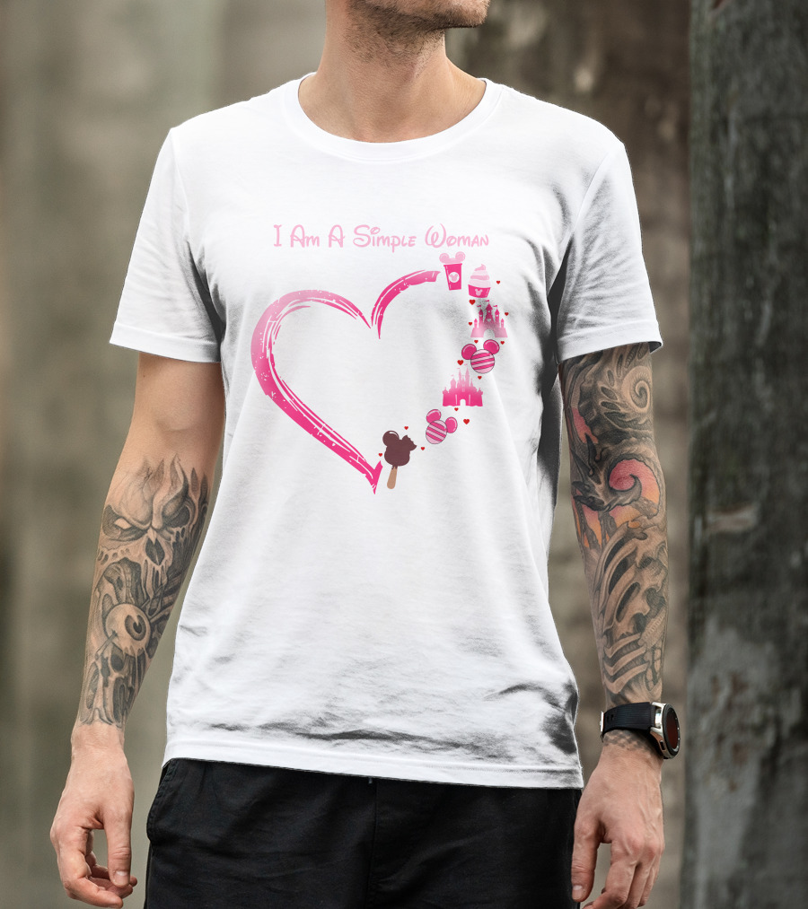 I Am A Simple Woman Heart With Ice Cream And Castle T-Shirt