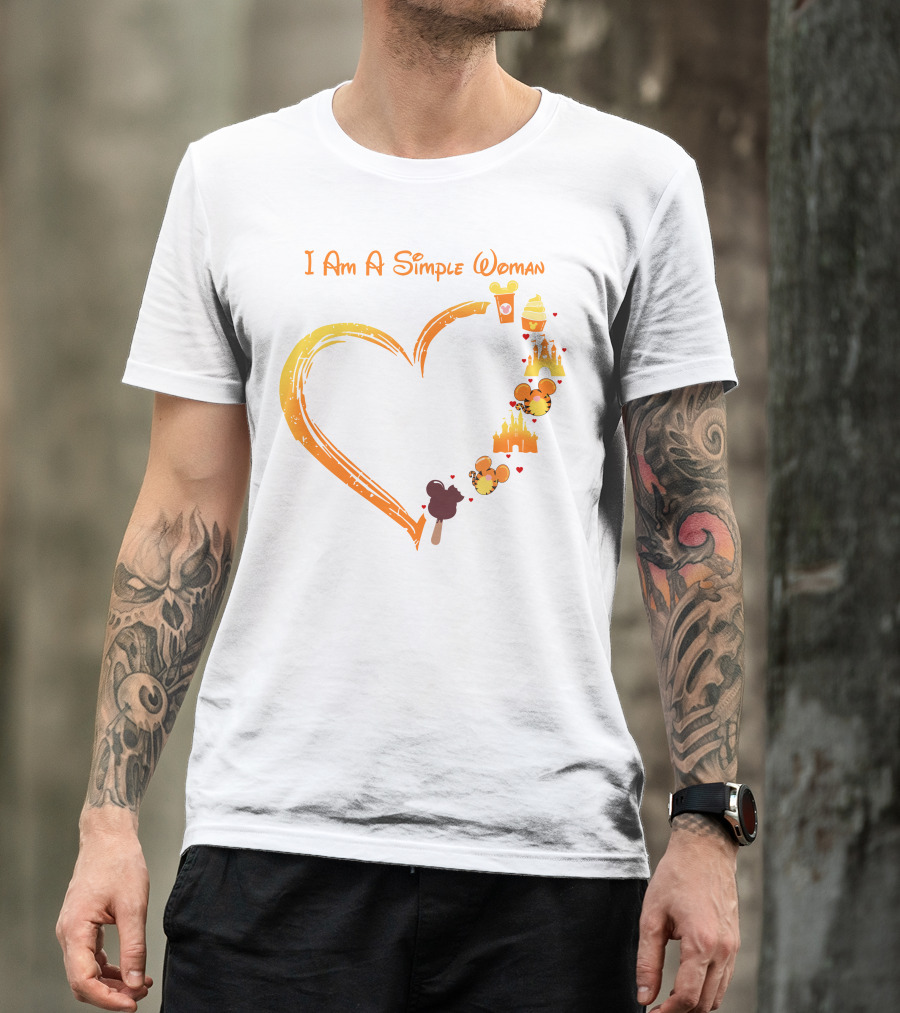 I Am A Simple Woman Mickey Treats Castle Heart T-Shirt