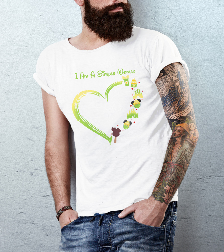 I Am A Simple Woman Tinkerbell Mickey Ears Castle Icons T-Shirt