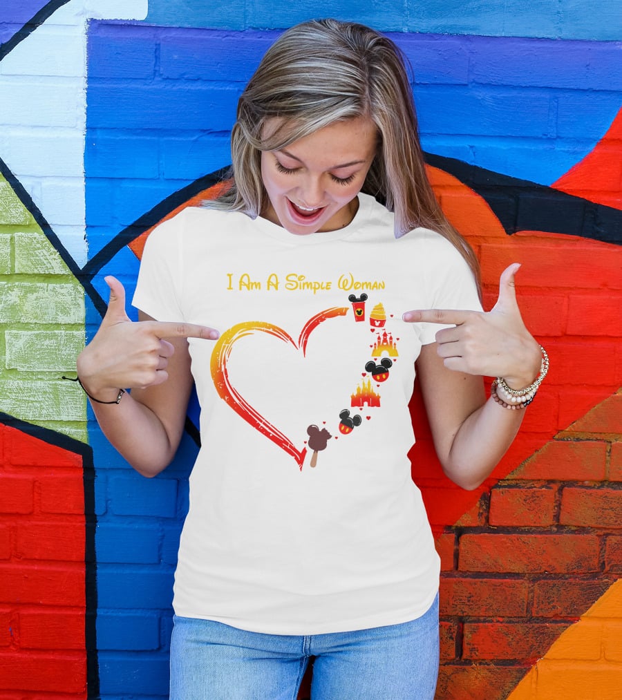 I Am A Simple Woman Heart Mickey Mouse Ice Cream Castle Icons T-Shirt