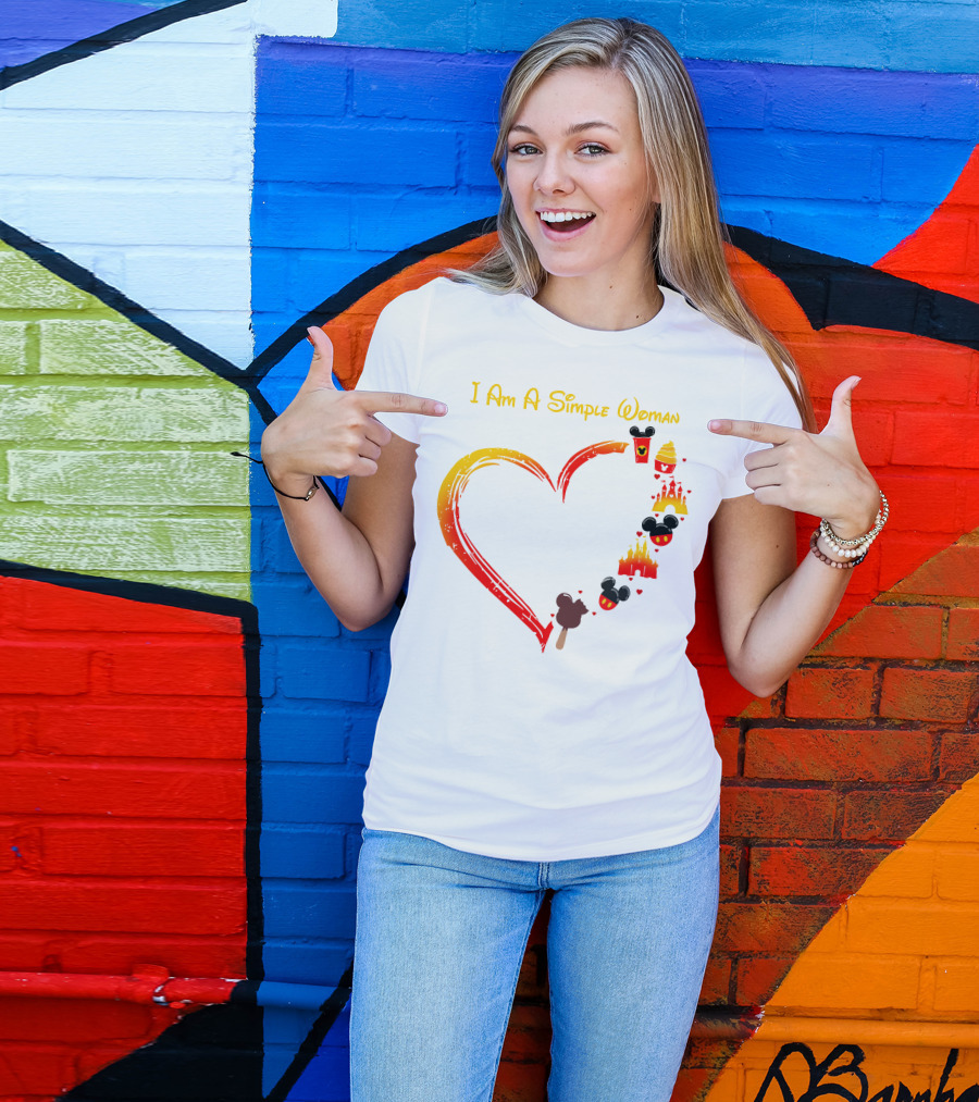 I Am A Simple Woman Heart Mickey Mouse Ice Cream Castle Icons T-Shirt