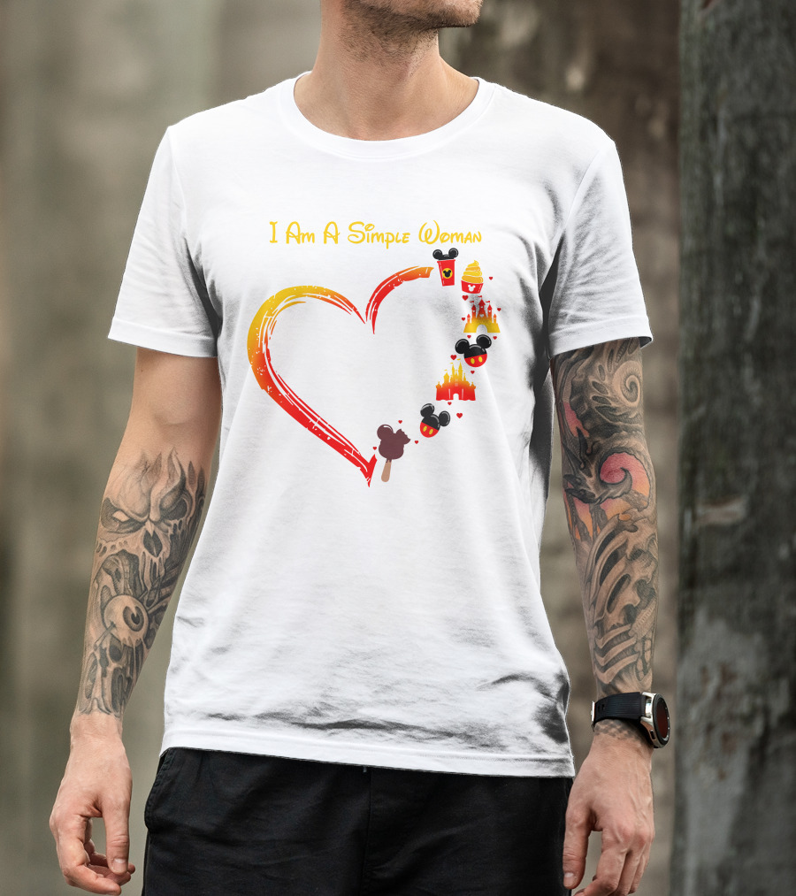 I Am A Simple Woman Heart Mickey Mouse Ice Cream Castle Icons T-Shirt