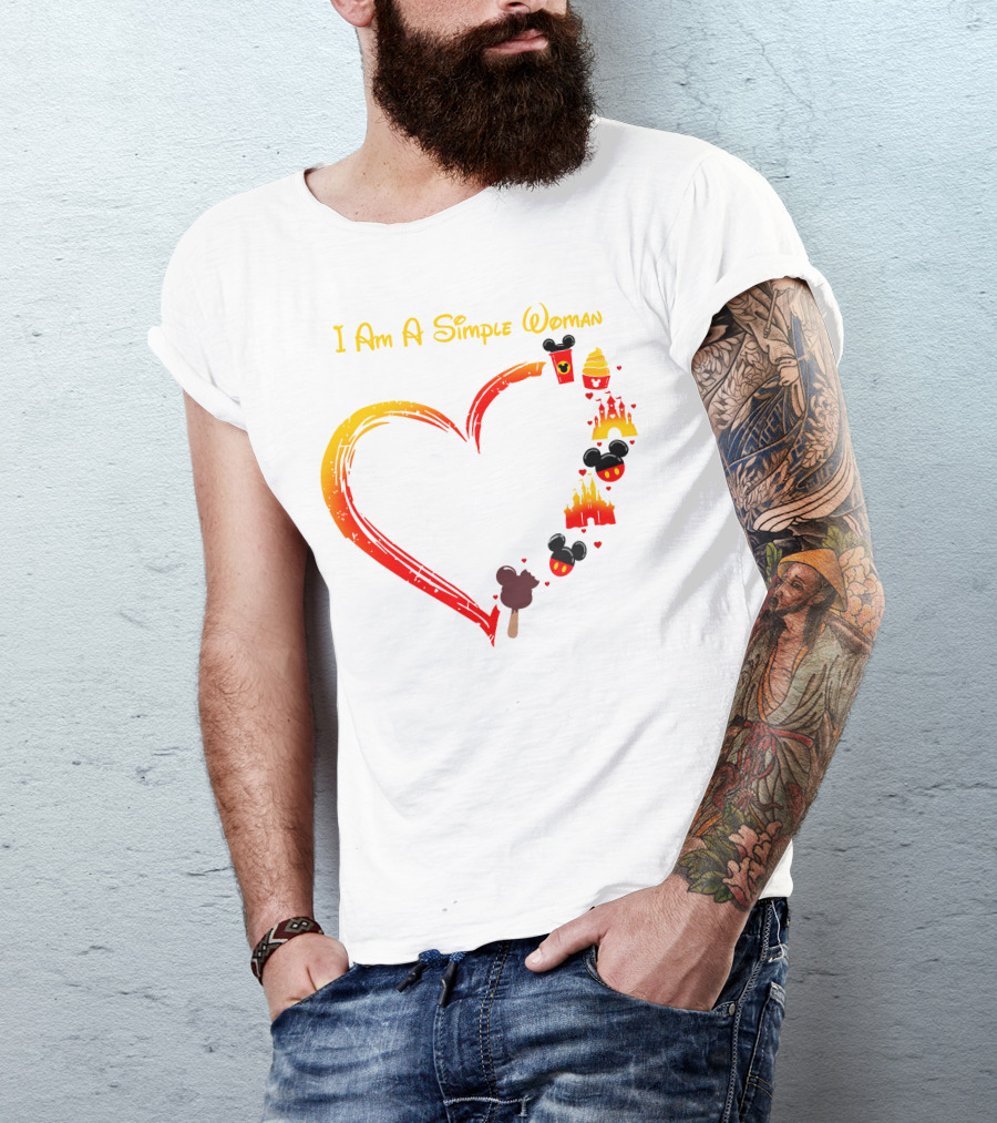 I Am A Simple Woman Heart Mickey Mouse Ice Cream Castle Icons T-Shirt