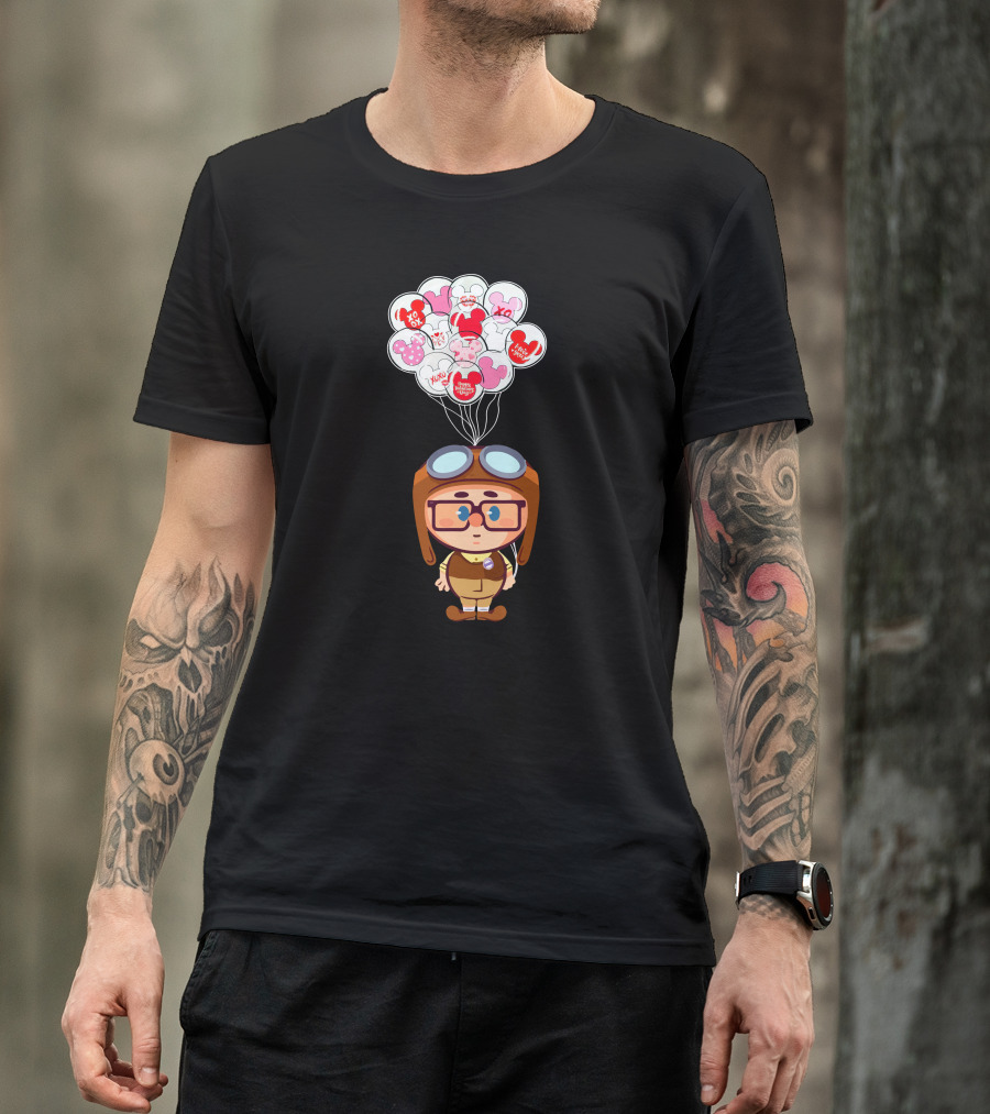 Carl Cartoon Character With Valentines Balloons T-Shirt