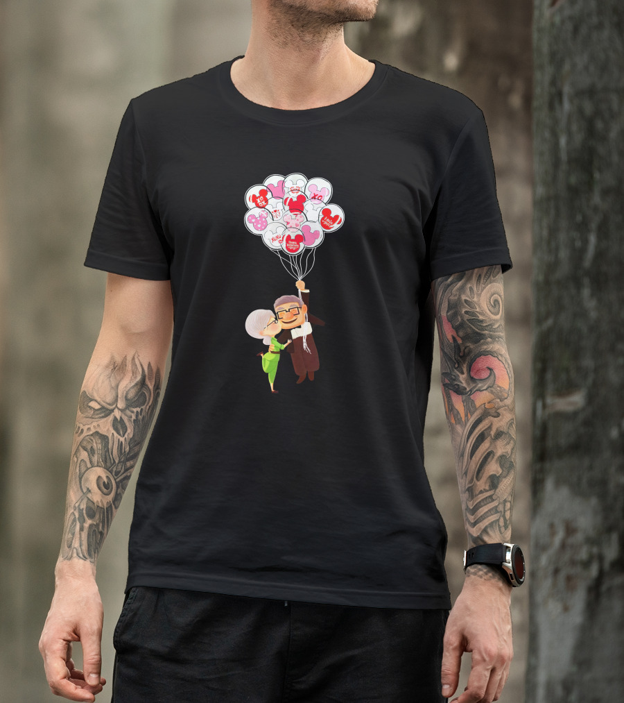 Carl And Ellie Up Balloons Love Adventure Minnie Mickey Mouse T-Shirt