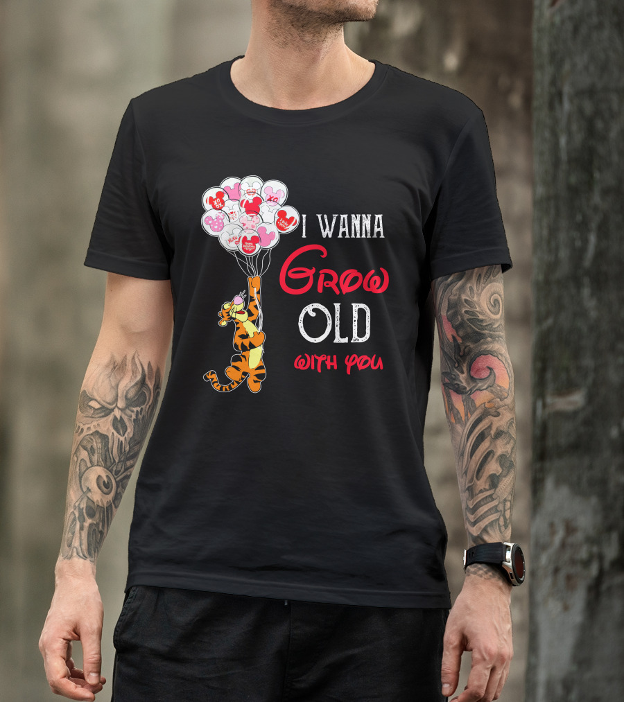 I Wanna Grow Old With You Tigger Balloons Hearts Xo T-Shirt