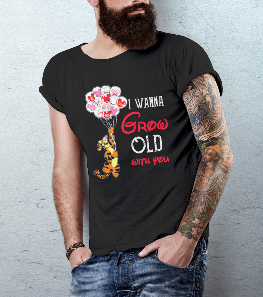 I Wanna Grow Old With You Tigger Balloons Hearts Xo T-Shirt