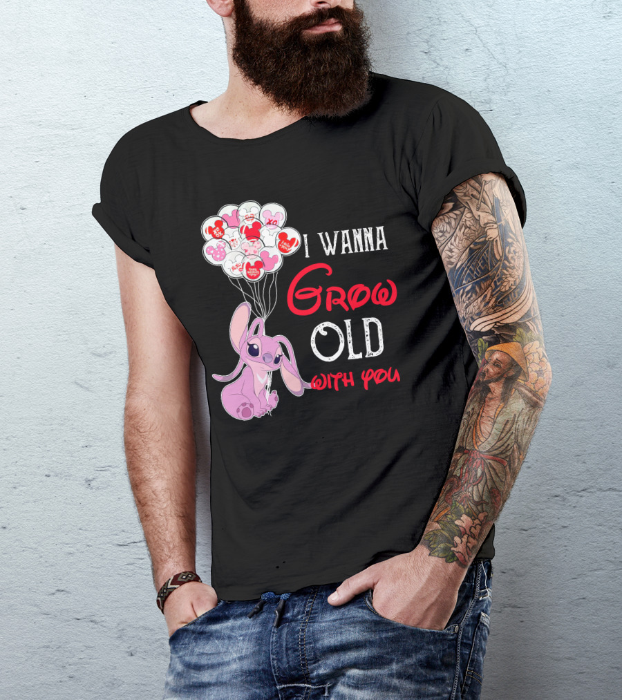 I Wanna Grow Old With You Angel Heart Balloons T-Shirt