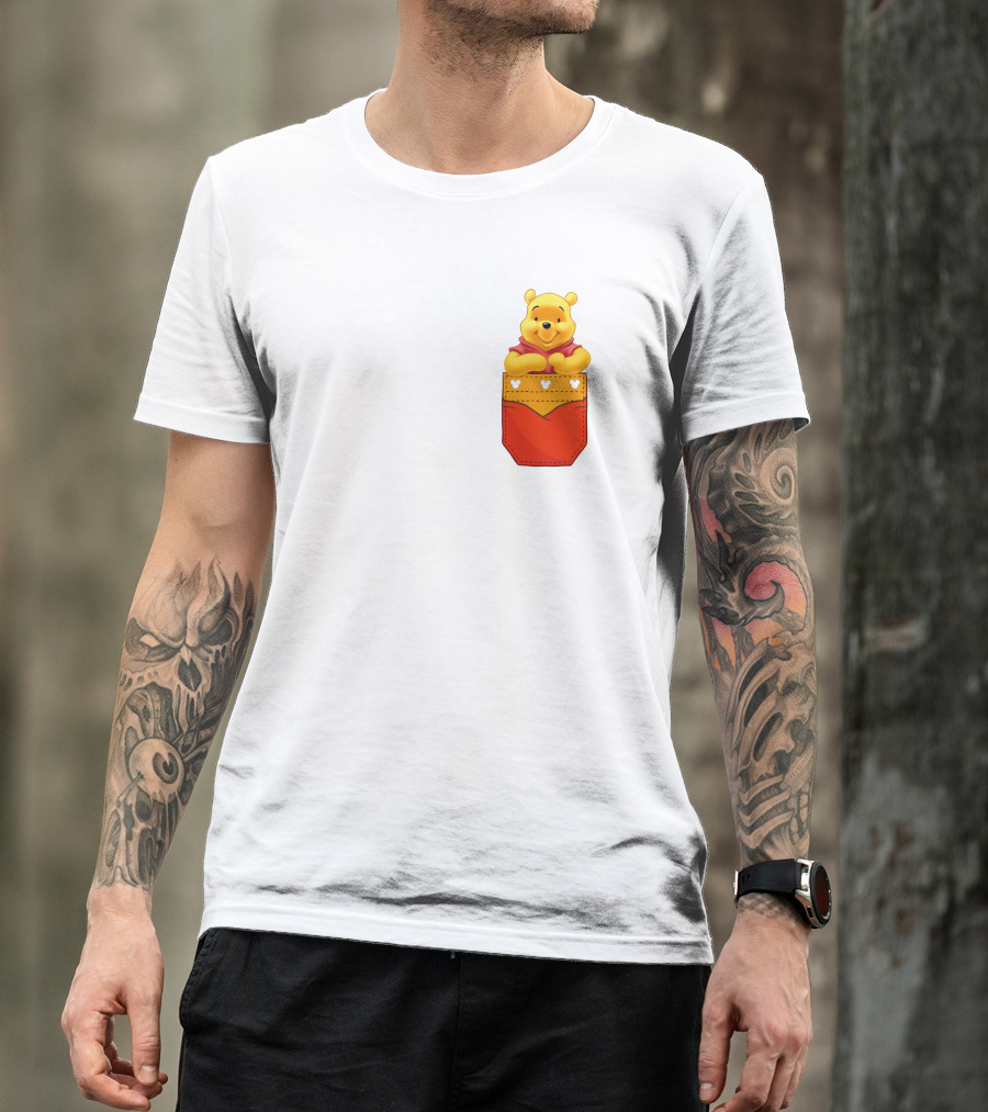 Winnie The Pooh In Red Pocket T-Shirt