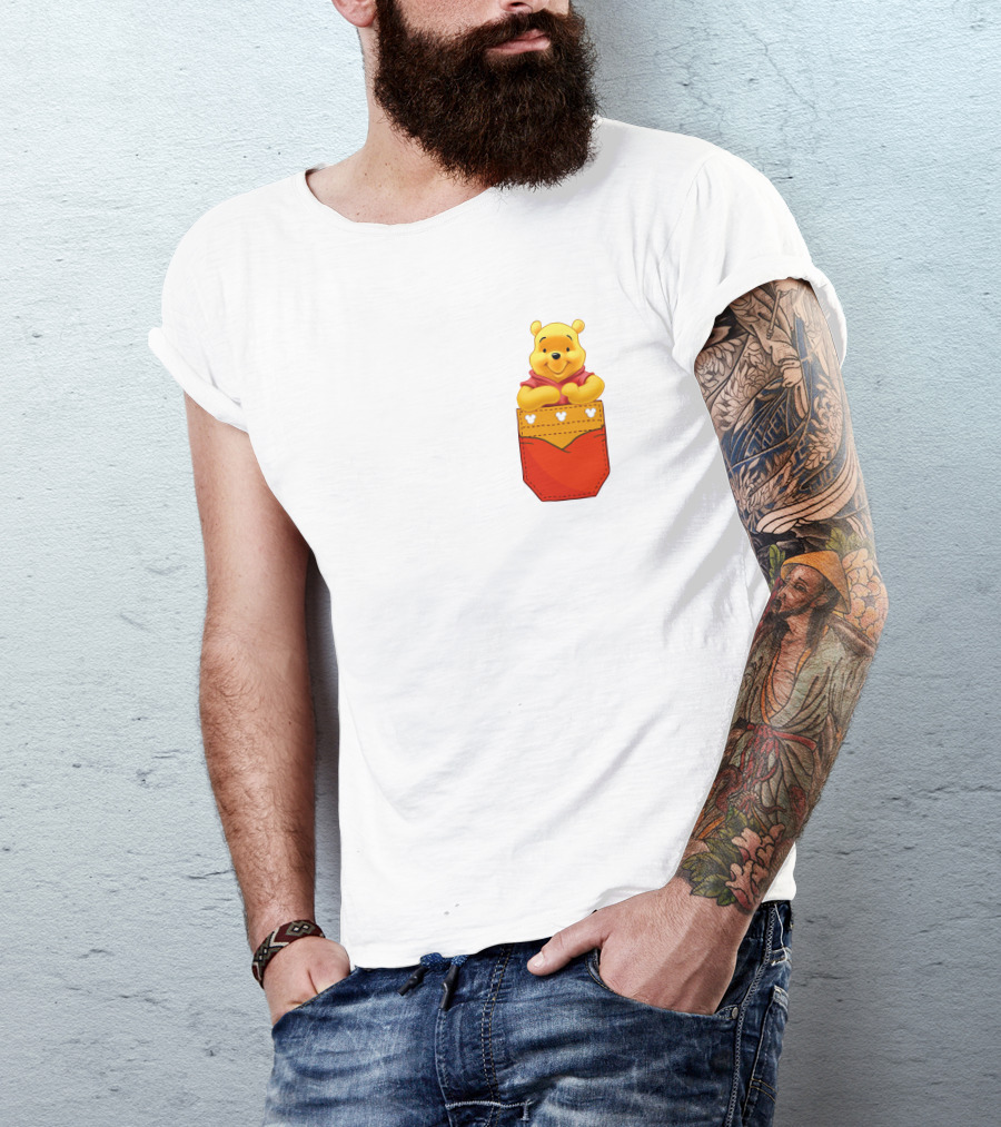 Winnie The Pooh In Red Pocket T-Shirt