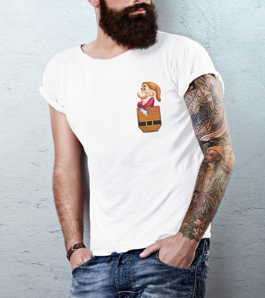 Grumpy Dwarf In Pocket Disney Character T-Shirt