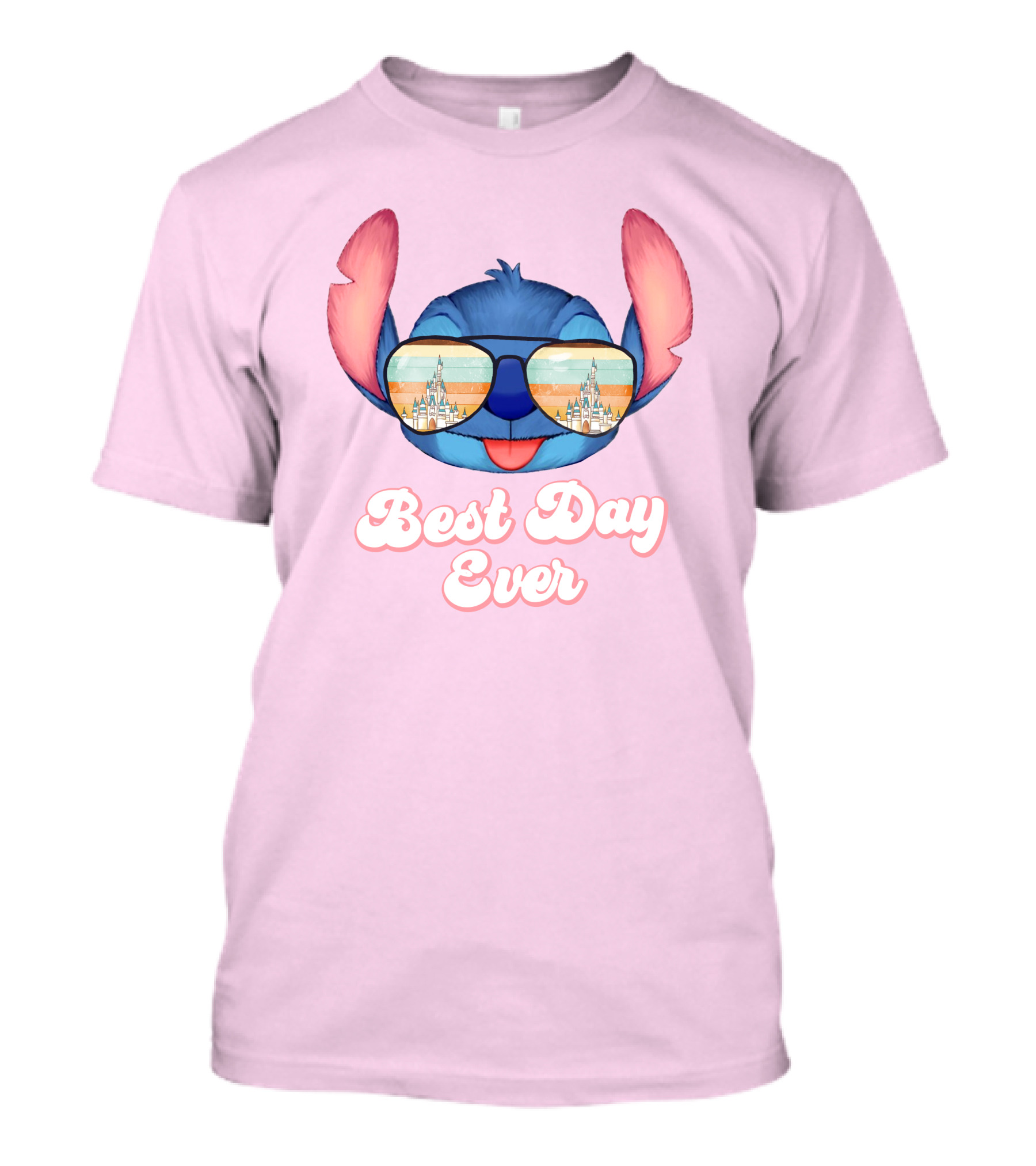 Best Day Ever Stitch Wearing Sunglasses With Castle Reflection T-Shirt